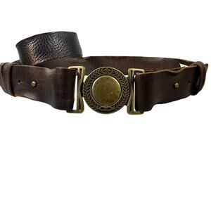 Gap 1969 Leather Belt Laurel Wreath Star Brass Buckle Large